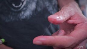 playing with my precum and tasting it. those precum strings look so good.