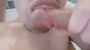 Naughty Boy SelfSucking his Big Cock gives himself a sloppy facial