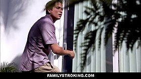 Hot ebony teenie step stepsister Demi Sutra and her white y. step step-brother pound in front of s. dad after they coming home late