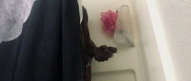 Jerking My Huge Black Uncut Cock Inside Shower - Soapy Jerking - Jerkoff Jackoff