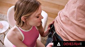 DEVILS FILM - Horny 18yo Coco Lovelock Squirts During Sex With Stepbrother
