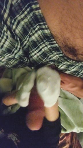 Sexy Little White Ankle Socks Handjob Sockjob