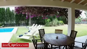 Poolside babe deepthroats and exposes cheating hubby