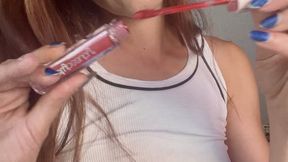 Seductive Redhead Smoking Close-Ups: Makeup & Hair Tease with Intense Green Eyes & Peeking Cleavage