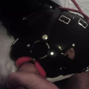 TEASER Laura is hogtied in latex catsuite and high heels, throated with a lip open mouth gag POV