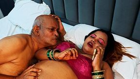 Indian stepfather and son rail hot maid in a threesome