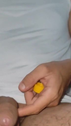Straight Daddy Filling His Dick with Hot Sauce.