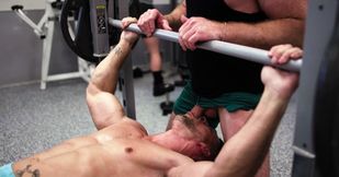 Spotters with hard dicks spotted at the gym