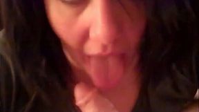 Filthy raven haired MILF was busy with sucking my strong big cock