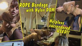 Rope bondage session with nylon tranny dom! Helplessly surrendered used!