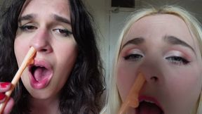 Dick Straws in Our Nose - Dick Straws Nose Fetish, Sneezing and Softcore