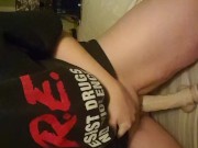 Fucking myself with my 10 inch dildo (FTM)