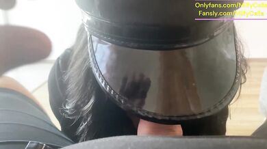 Strict Officer MILF in Red & Black Lingerie – Deep Blowjob with Facial & Cum Swallow