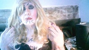 Smoking fuckpig slag Sarah&#039;s piss drinking, anal penetration, and wanking humiliation