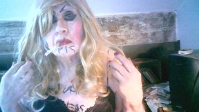 Smoking fuckpig slag Sarah&#039;s piss drinking, anal penetration, and wanking humiliation