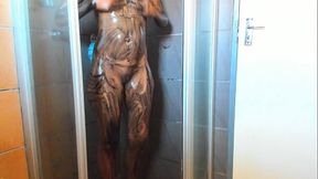 Big-booty Jiggly soft ebony milf in the shower
