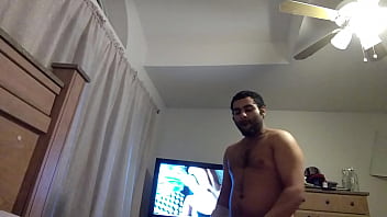 Muscular Puertorican busting FAT nut