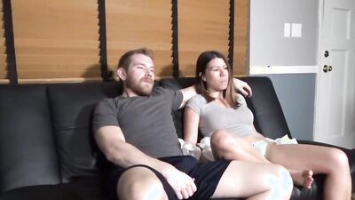 Alex Adams is banging a hot chick Miss Brat on the couch