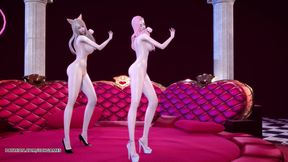 [MMD] Chaness - SeSeSe Sexy Naked Dance Ahri Seraphine League of Legends KDA Uncensored Hentai