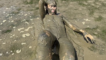 Estuary Mud Girl Playing in the Nude (WAM, Wet and Messy)