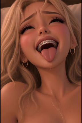 Blonde anime girlfriend with braces needs you