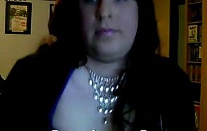 Fat crossdresser wanks off