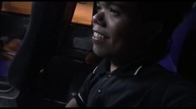 Stranger on the bus sucks my swinging tits while i deep throat his cock