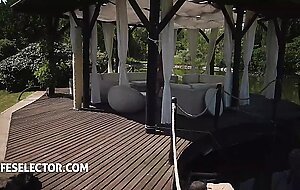 Pretty glam slut Elena Lux distracts you with sex after a secret blowjob with Greta Foss
