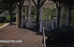 Pretty glam slut Elena Lux distracts you with sex after a secret blowjob with Greta Foss