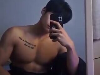 Korean - Park Ha jerk off his big cock and cum a big load part 2
