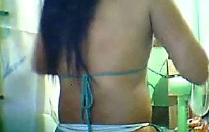 Swarthy ladyboy jerks by webcam