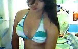 Swarthy ladyboy jerks by webcam