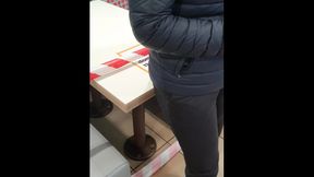 Step mom accidental erection with step son in McDonald's ends with fuck in bathroom