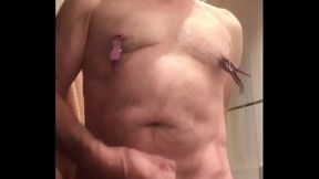 Erect Nipples and Intense Wanking in a Steamy Gay Masturbation Session