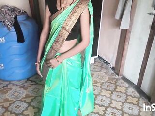 My village bhabhi Shivani in green saree.
