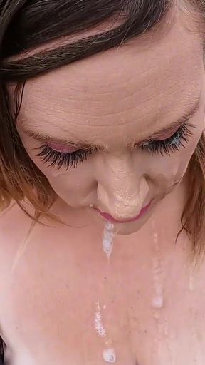Outdoor BJ with Cum Walk - British Big Tits MILF