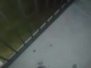 Playing with my cock on the balcony