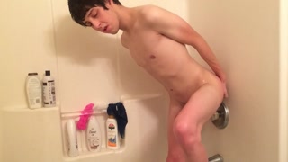 Cute Teen Twink Rides And Cums Hard in the Shower