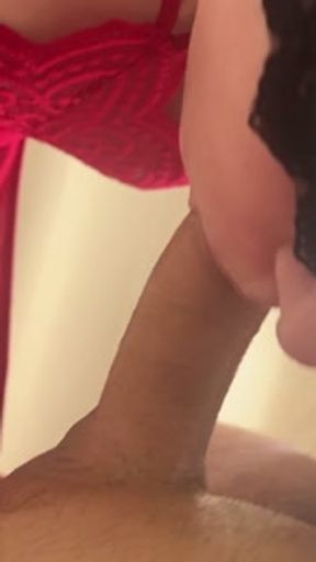 She sucked my cock with drool and lots of cum