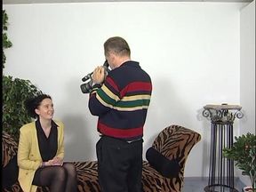 Busty brunette chick gets plowed by an older guy at the casting