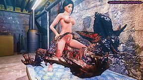 Jill Rides Demogorgon - Stranger Things Monster