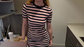 doing housework in short tight dress