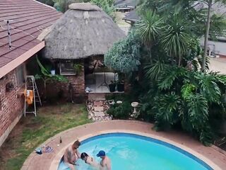 Caught a outdoor swimming pool orgy during the time that flying my fpv drone