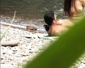 Beautiful German babe adores eating cum on a beach
