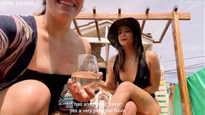 Drinking pee terrace `April big ass` and `Belle amore` non stop drinking all pee yellow!!!