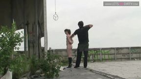 Blonde babe gets bonded and hanged with ropes