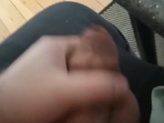 Vertical view and on my own with half limp cock stroking