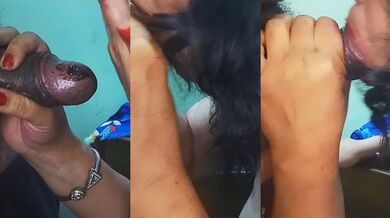 Bengaluru beauty deepthroats big dick till cum gushes in her mouth