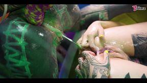 3 TATTOO lesbians play with CUM - ANAL gape, prolapse, ASS CUM SWAP   first time anal - punk, goth, alt porn - ANUSKATZZ - ZF012