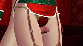 Christmas 3D Hentai of Sexy Big Tits Ms. Santa in Red Lingerie - Thighjob Fetish, Reverse Standing Fuck &amp; Creampie